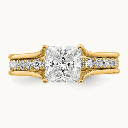 Princess Engagement Ring, 1.75-3.00 ct tw Lab-Grown Diamond — 1 7/8 ct, 14K Yellow Gold
