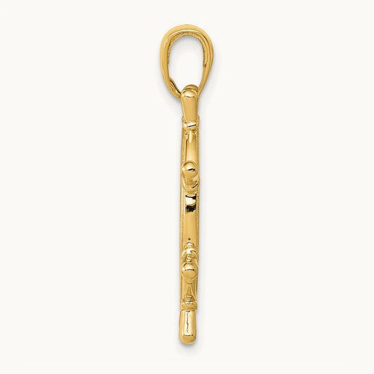 3D Ships Wheel Pendant — 14K Yellow Gold