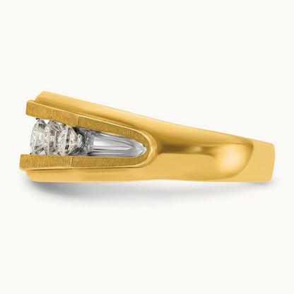 w/ White RH IBGoodman Men's Polished/Satin 5-Stone Diamond Ring, 14K
