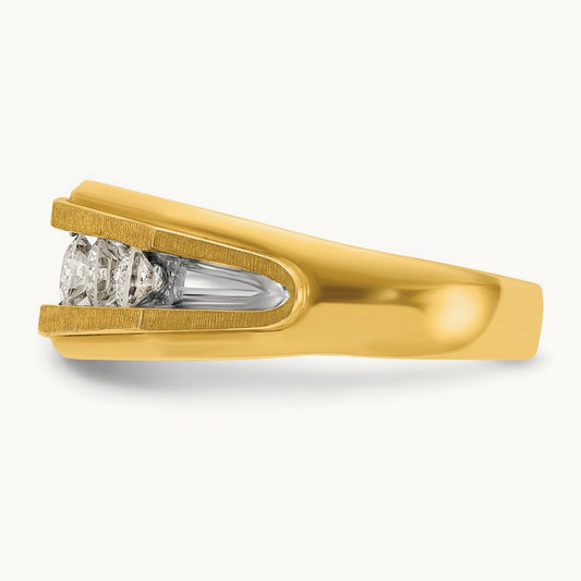 w/ White RH IBGoodman Men's Polished/Satin 5-Stone Diamond Ring, 14K