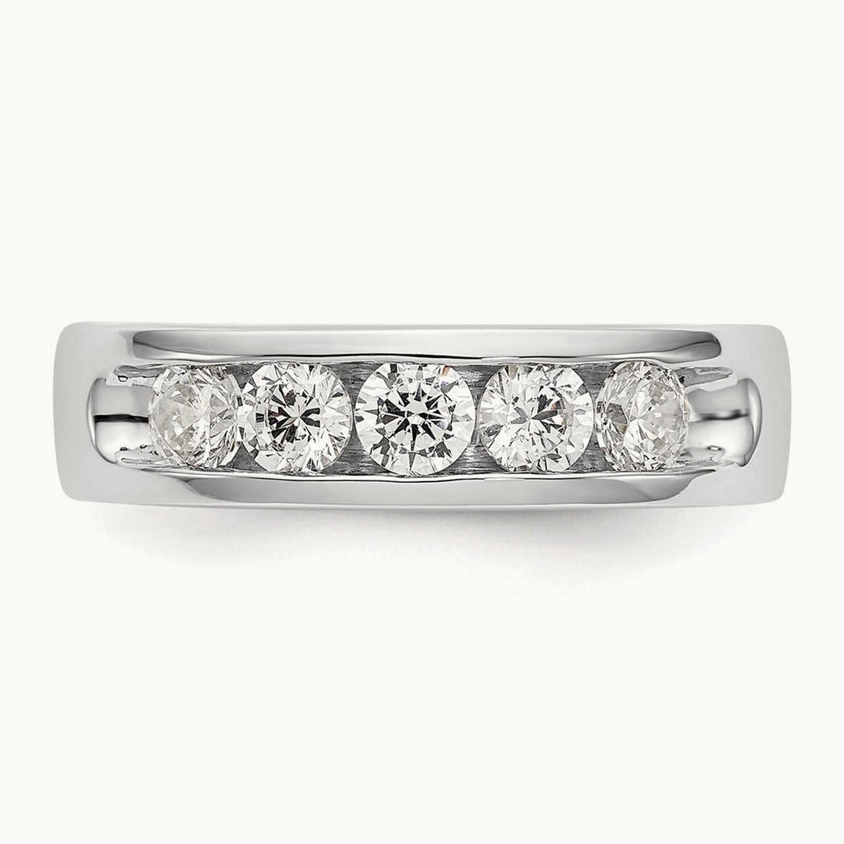 5-Stone Diamond Channel Band, 14K White Gold