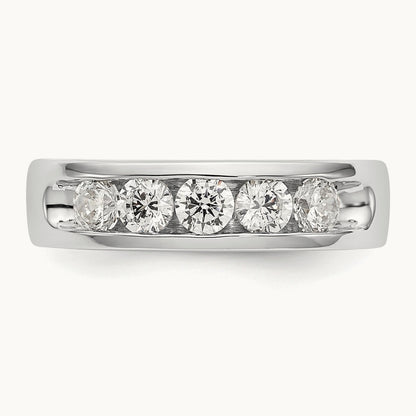 5-Stone Diamond Channel Band, 14K White Gold