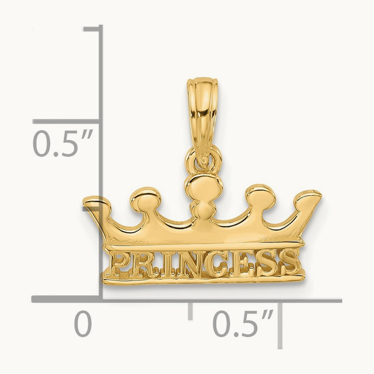 Polished PRINCESS Crown Charm, 14K