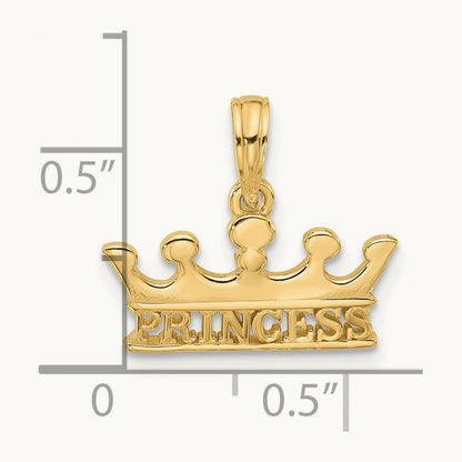 Polished PRINCESS Crown Charm, 14K