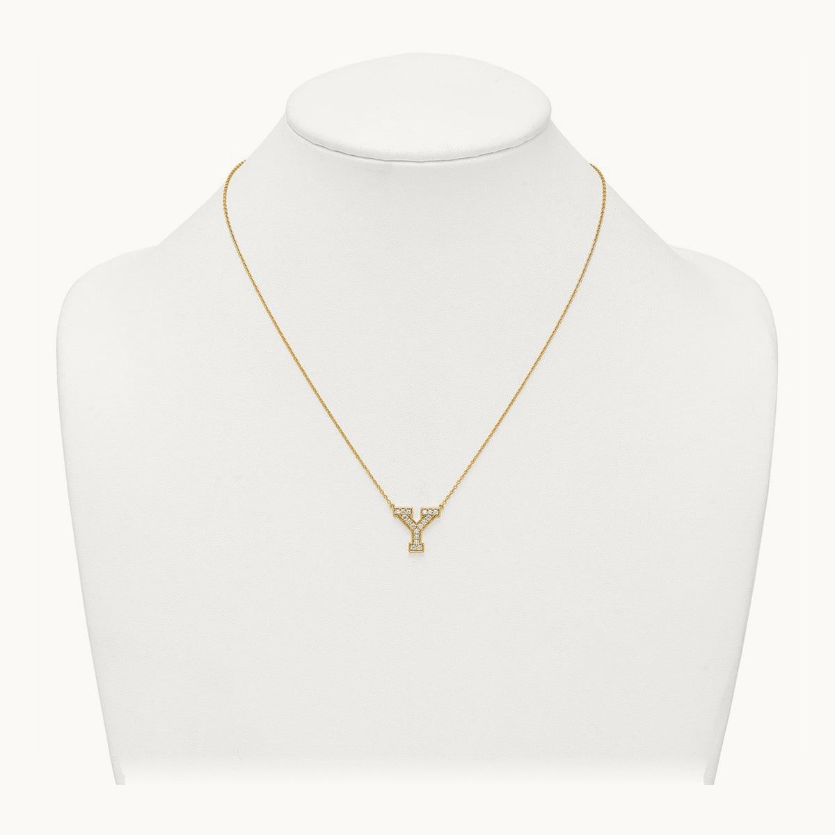 Initial Necklace — 14K Yellow Gold, Y, 3/8 ct