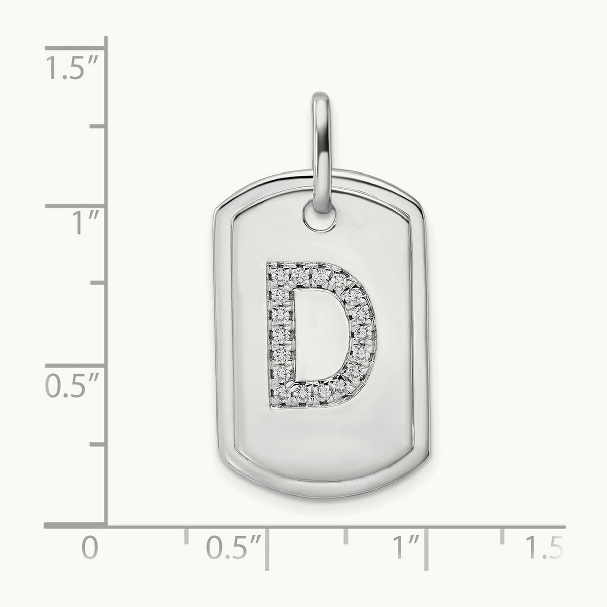 Diamond Dog Tag Charm — 14K White Gold, D