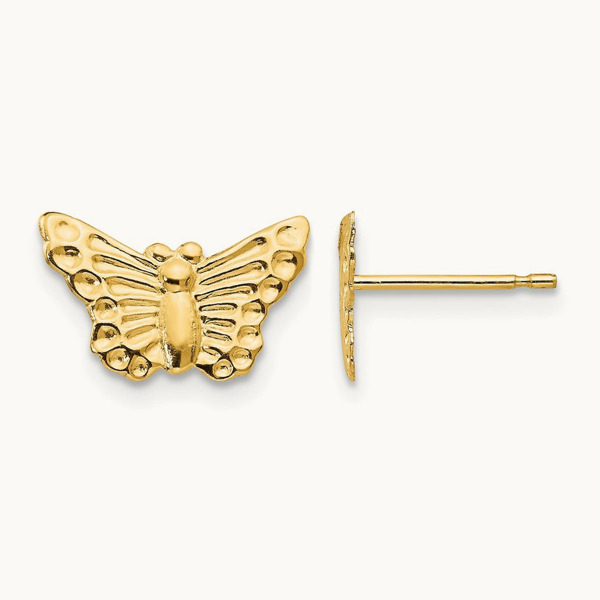 Butterfly Post Earrings — 14K Yellow Gold, 12mm