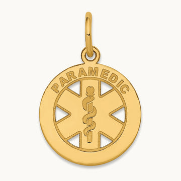 Small PARAMEDIC Medical Charm, 14K