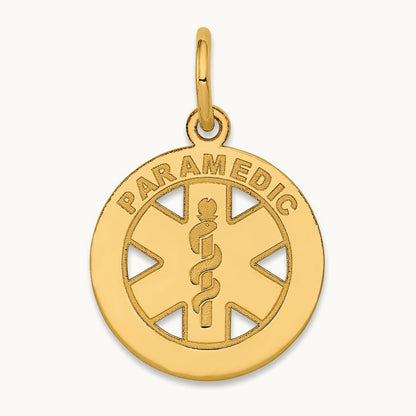 Small PARAMEDIC Medical Charm, 14K
