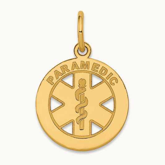 Small PARAMEDIC Medical Charm, 14K