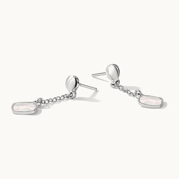 Rhodium-plated Mother of Pearl Post Dangle Earring, Sterling Silver — Leslie's