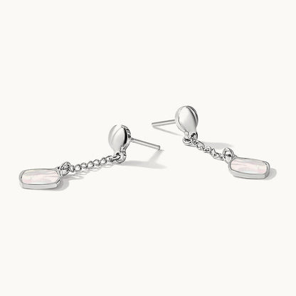 Rhodium-plated Mother of Pearl Post Dangle Earring, Sterling Silver — Leslie's