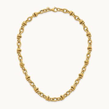 Polished and Textured Fancy Link 18in Necklace, 14K