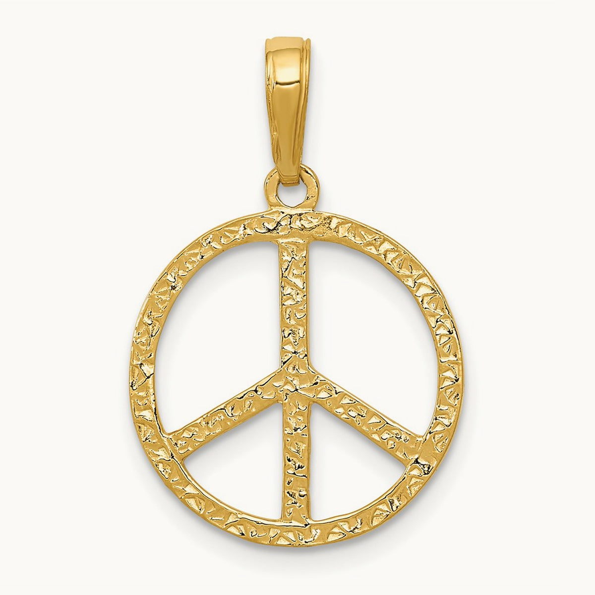 Textured Peace Sign Pendant, 14K