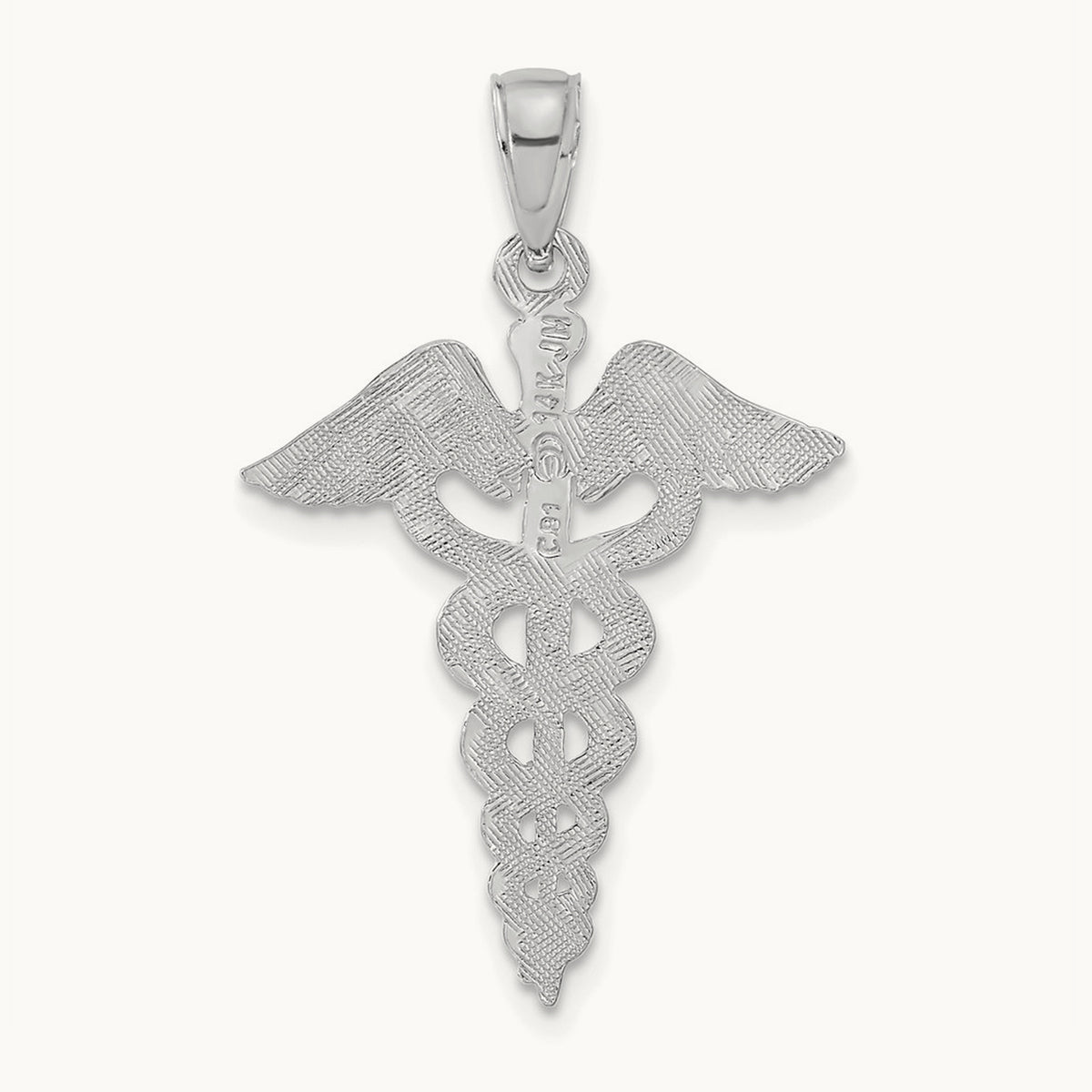 Caduceus Pendant — 14K White Gold