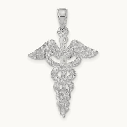 Caduceus Pendant — 14K White Gold