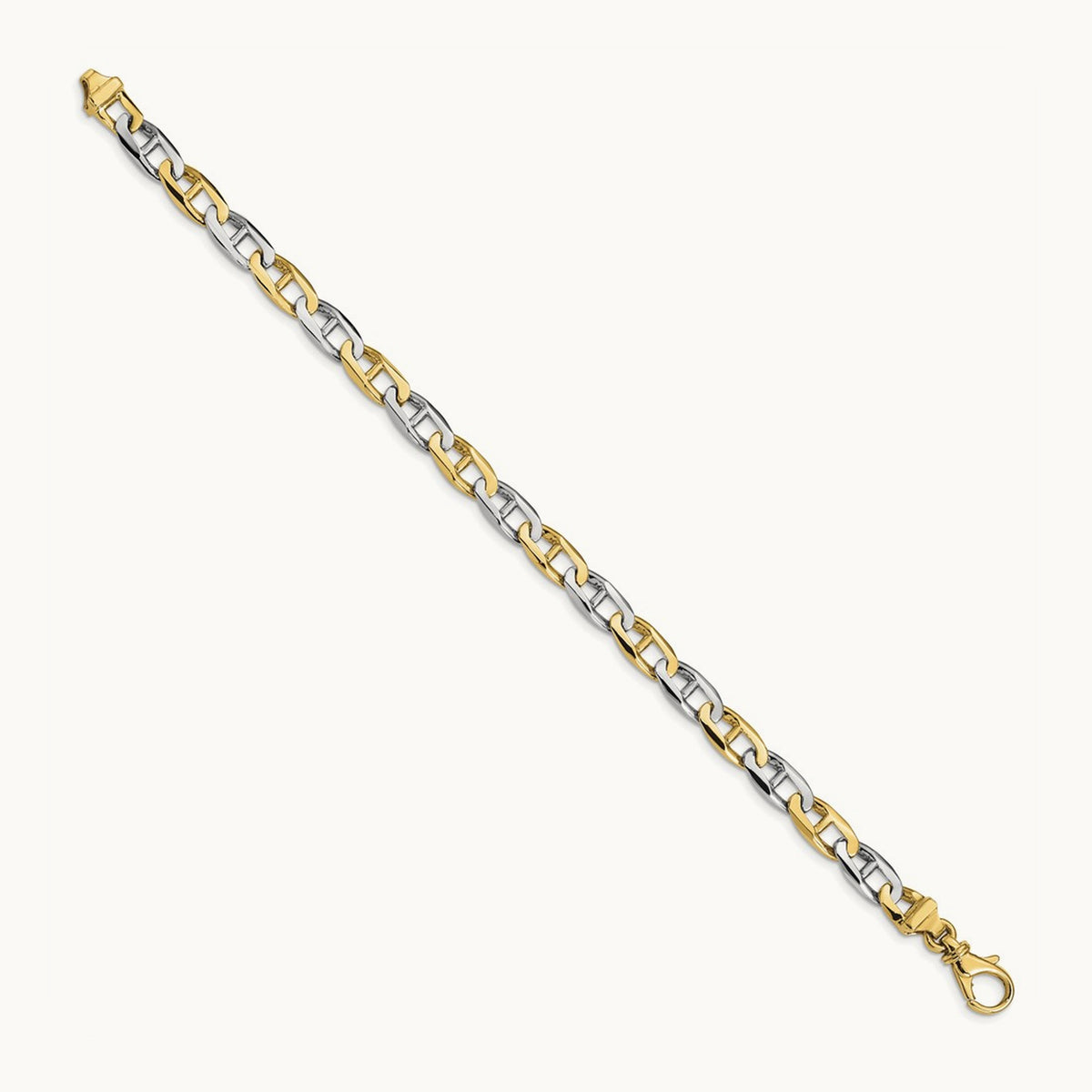 Hand-polished Fancy Anchor Link Bracelet — 14K Two-Tone Gold, 6.6mm