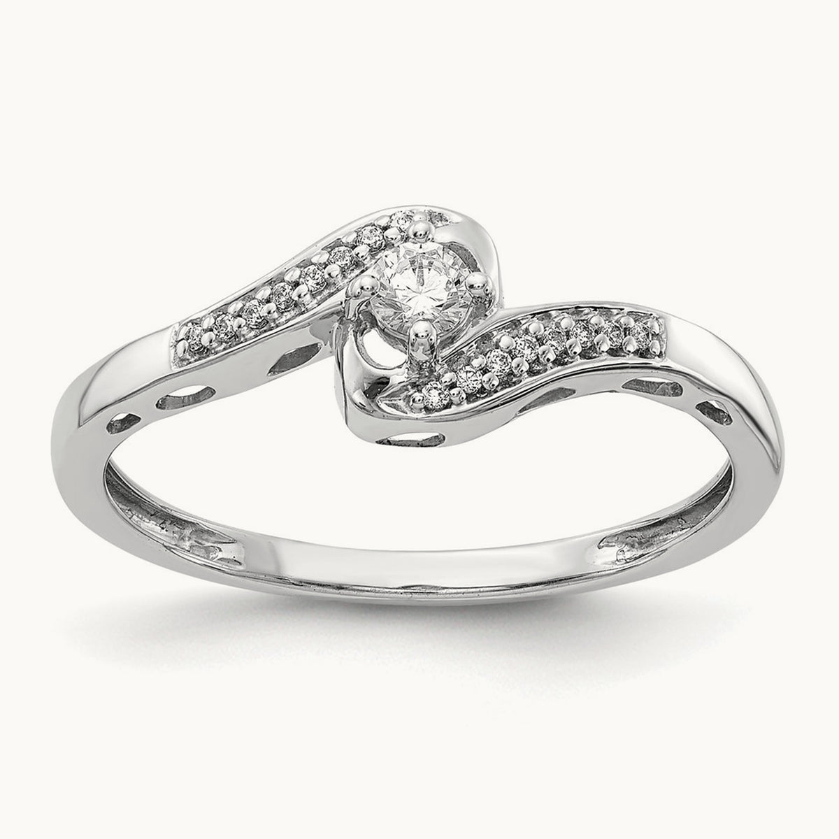 Diamond Bypass Ring, 14K White Gold