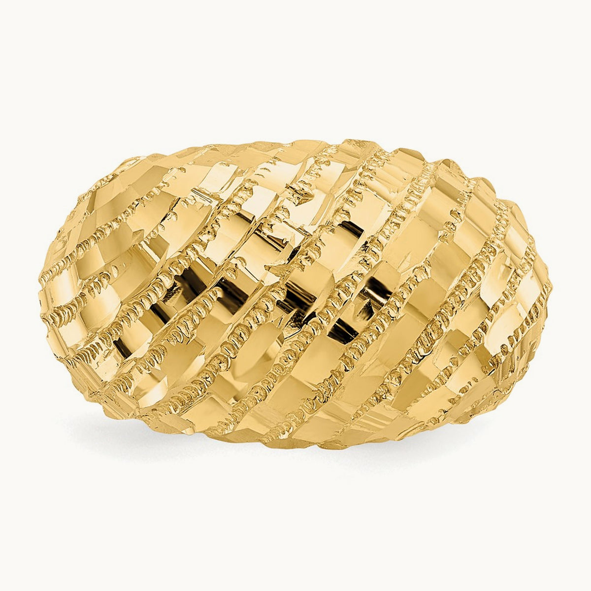 Diamond-Cut Dome Ring, 14K