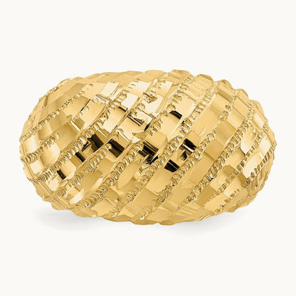 Diamond-Cut Dome Ring, 14K