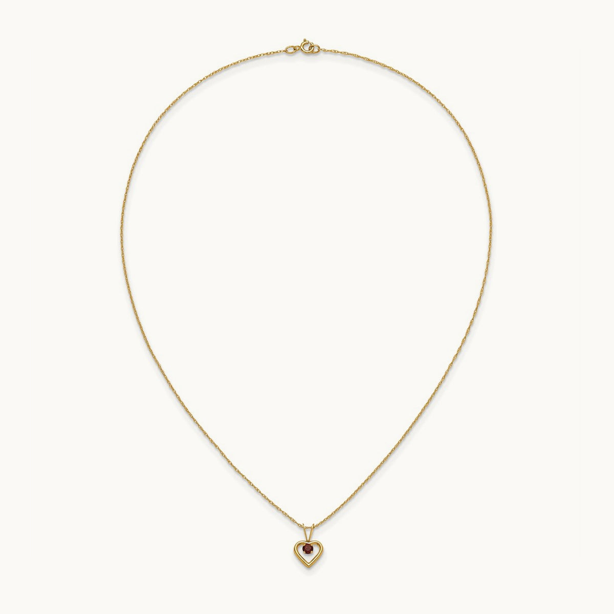 Madi K Garnet Heart Birthstone Necklace, 3mm, 14K