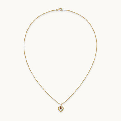 Madi K Garnet Heart Birthstone Necklace, 3mm, 14K