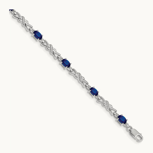 Diamond and Sapphire Bracelet, 14K White Gold
