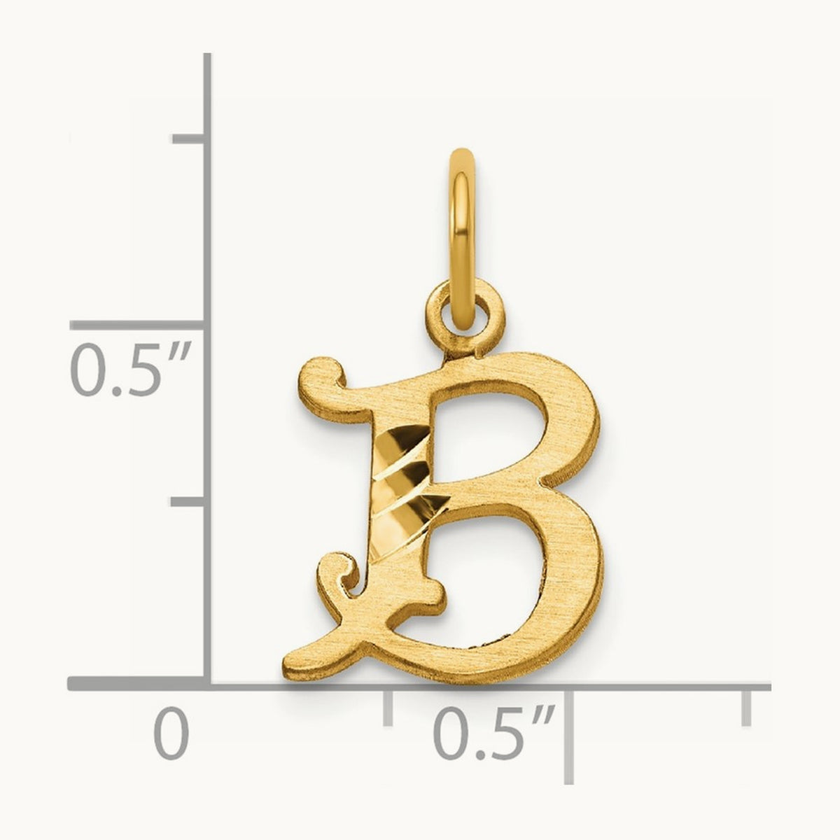 Diamond-cut Initial Charm — 14K Yellow Gold, B