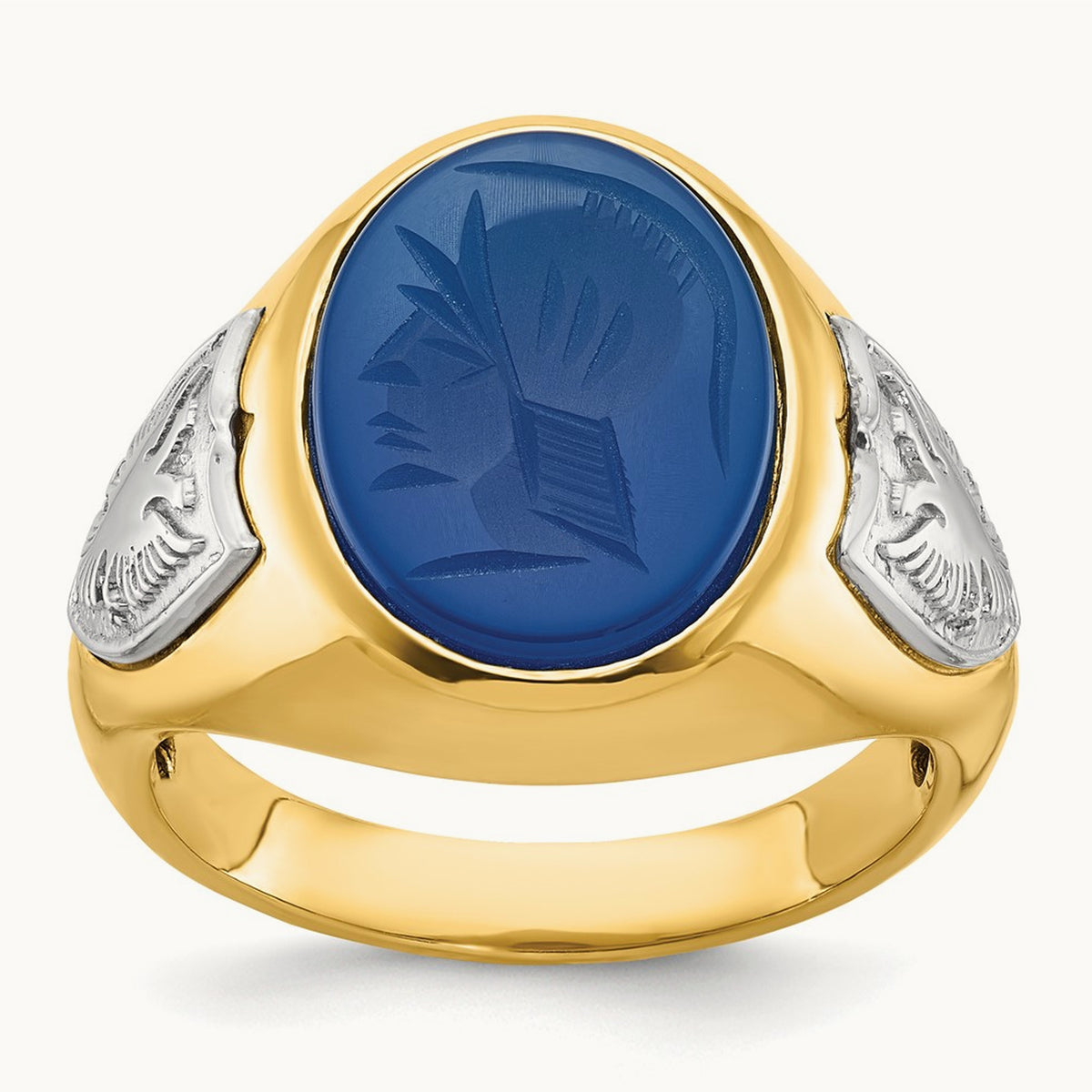 IBGoodman Men's Blue Agate Complete Ring, 14K Two-tone