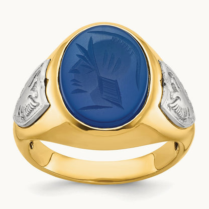 IBGoodman Men's Blue Agate Complete Ring, 14K Two-tone