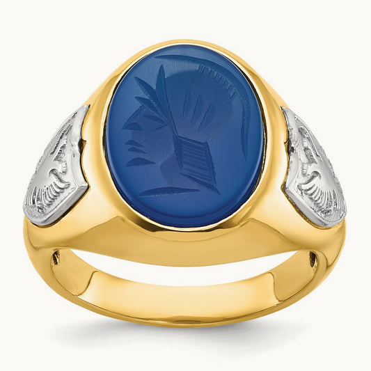 IBGoodman Men's Blue Agate Complete Ring, 14K Two-tone