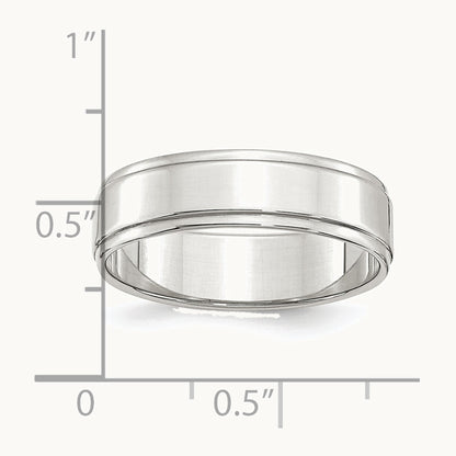Sterling Silver 6mm Flat with Step Edge Band