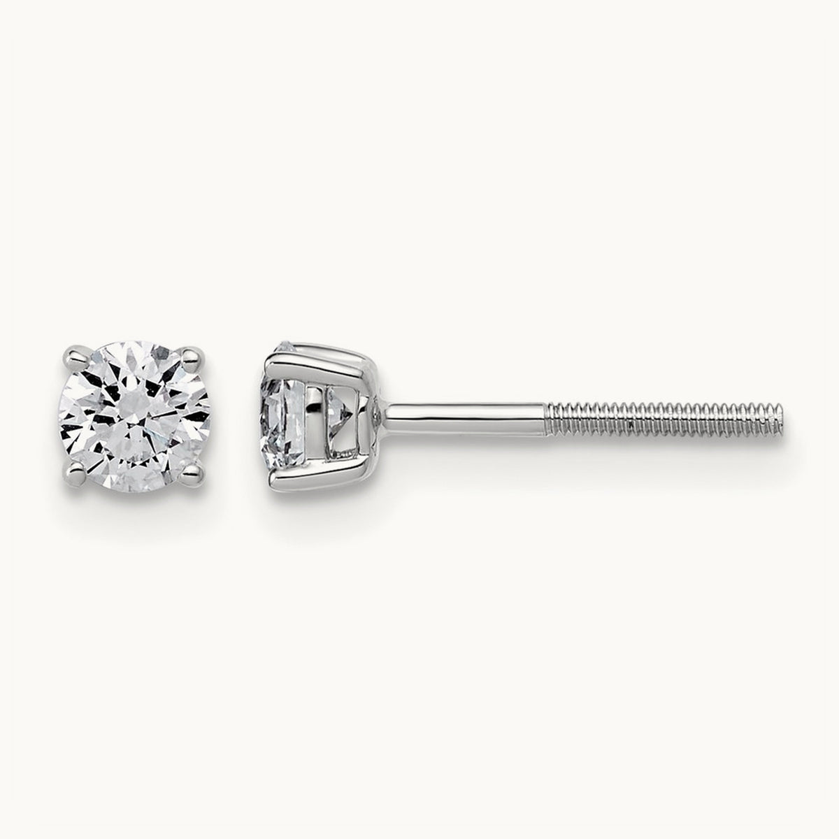 Lightweight Screwback Earrings, 0.25-4.00 ct tw Lab-Grown Diamond — 1/2 ct, 14K White Gold