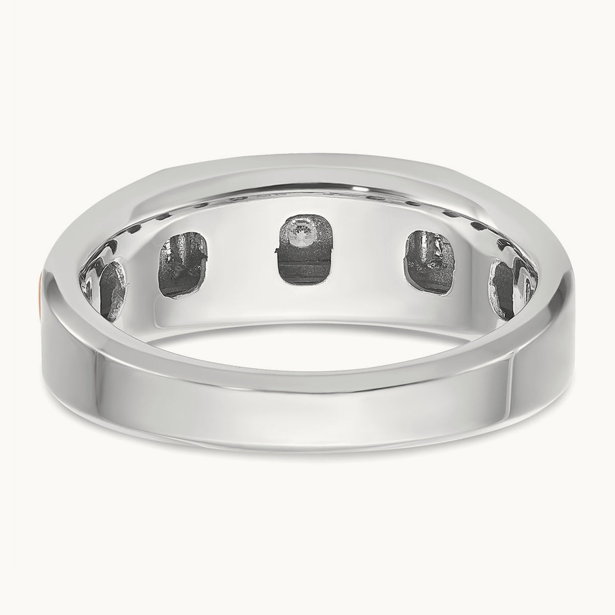 & Rose Gold IBGoodman Men's Polished 5-Stone Diamond Ring, 14K White