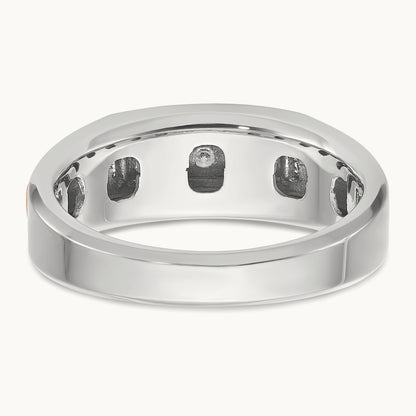 & Rose Gold IBGoodman Men's Polished 5-Stone Diamond Ring, 14K White