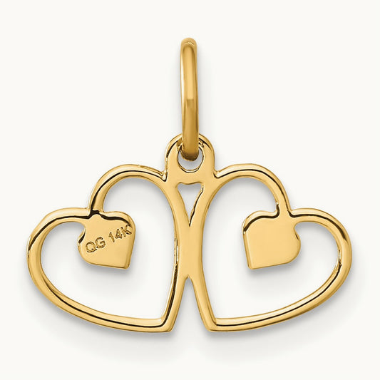 Satin And Diamond-cut Heart Charm, 14K
