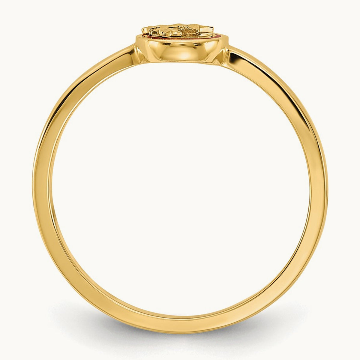 Enameled with Diamond-cut Stars Ring, 14K