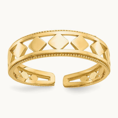 Diamond Shapes Toe Ring, 14K