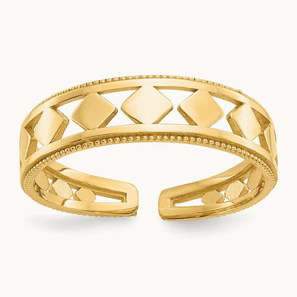 Diamond Shapes Toe Ring, 14K