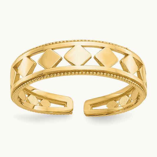 Diamond Shapes Toe Ring, 14K