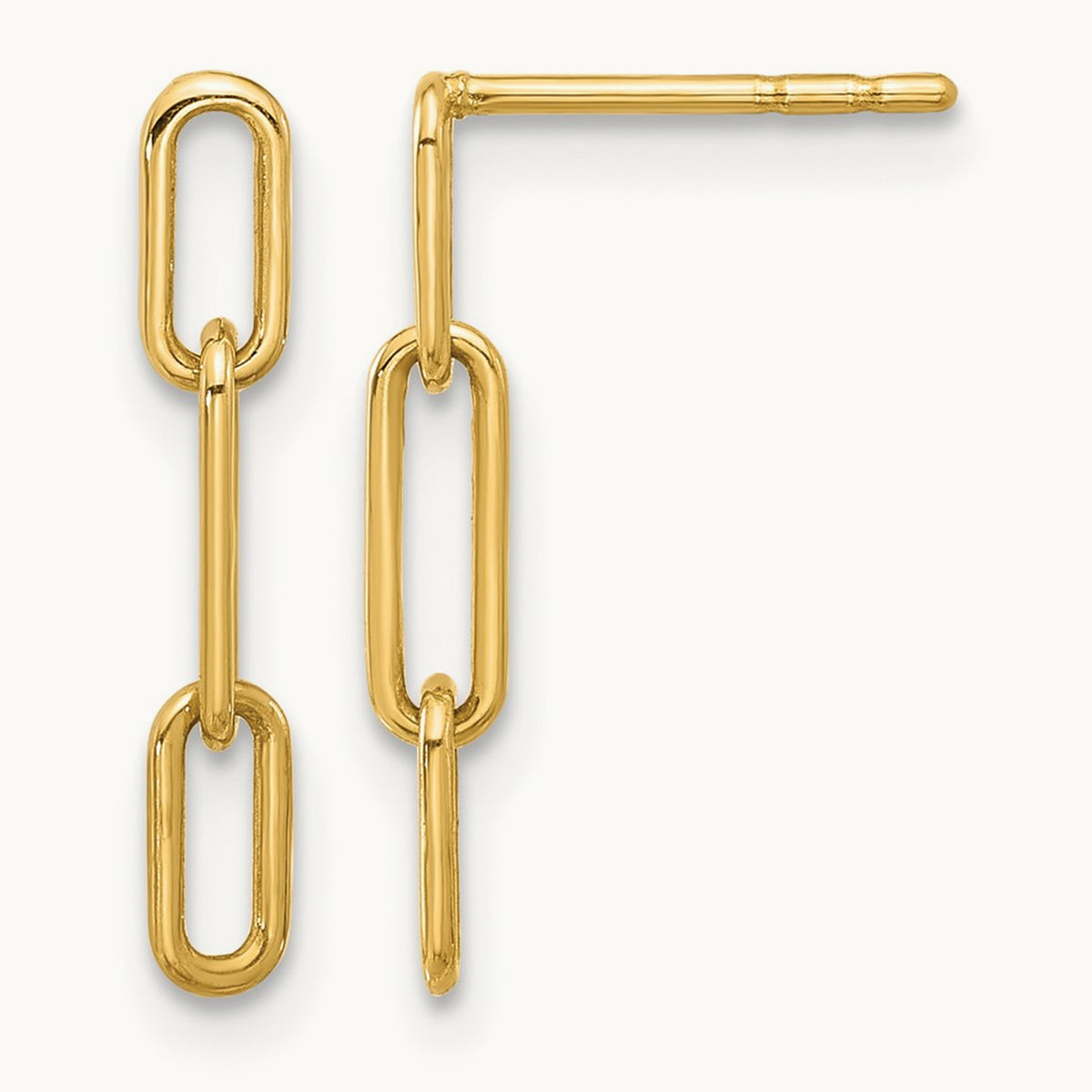 Polished Open Link Post Dangle Earrings, 14K