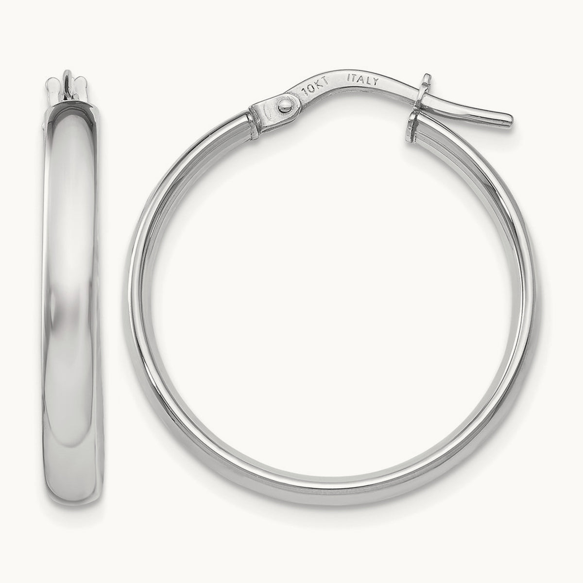 Polished Hoop Earrings, 10K White Gold — Leslie's