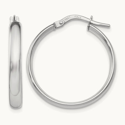 Polished Hoop Earrings, 10K White Gold — Leslie's
