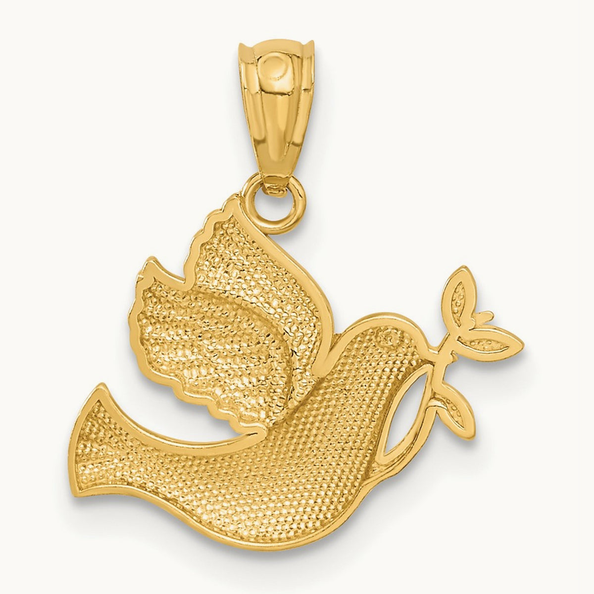 w/Rhodium Polished Dove w/Olive Branch Pendant, 14K