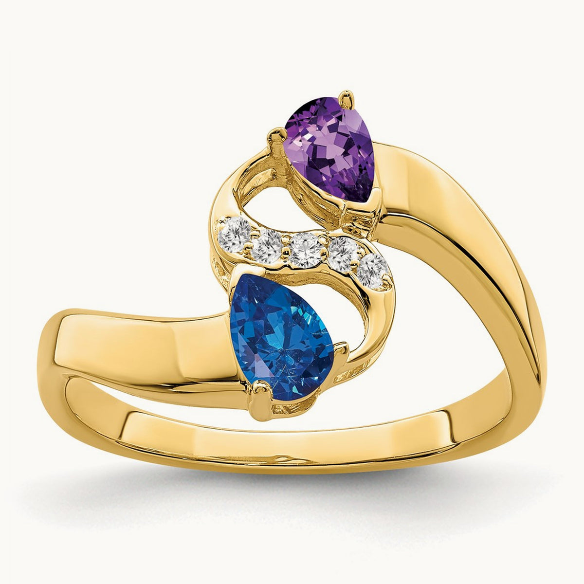 Synthetic Family Jewelry Ring, 14K