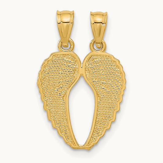 Break Apart Diamond-cut Wings Pendant, 14K Yellow Gold