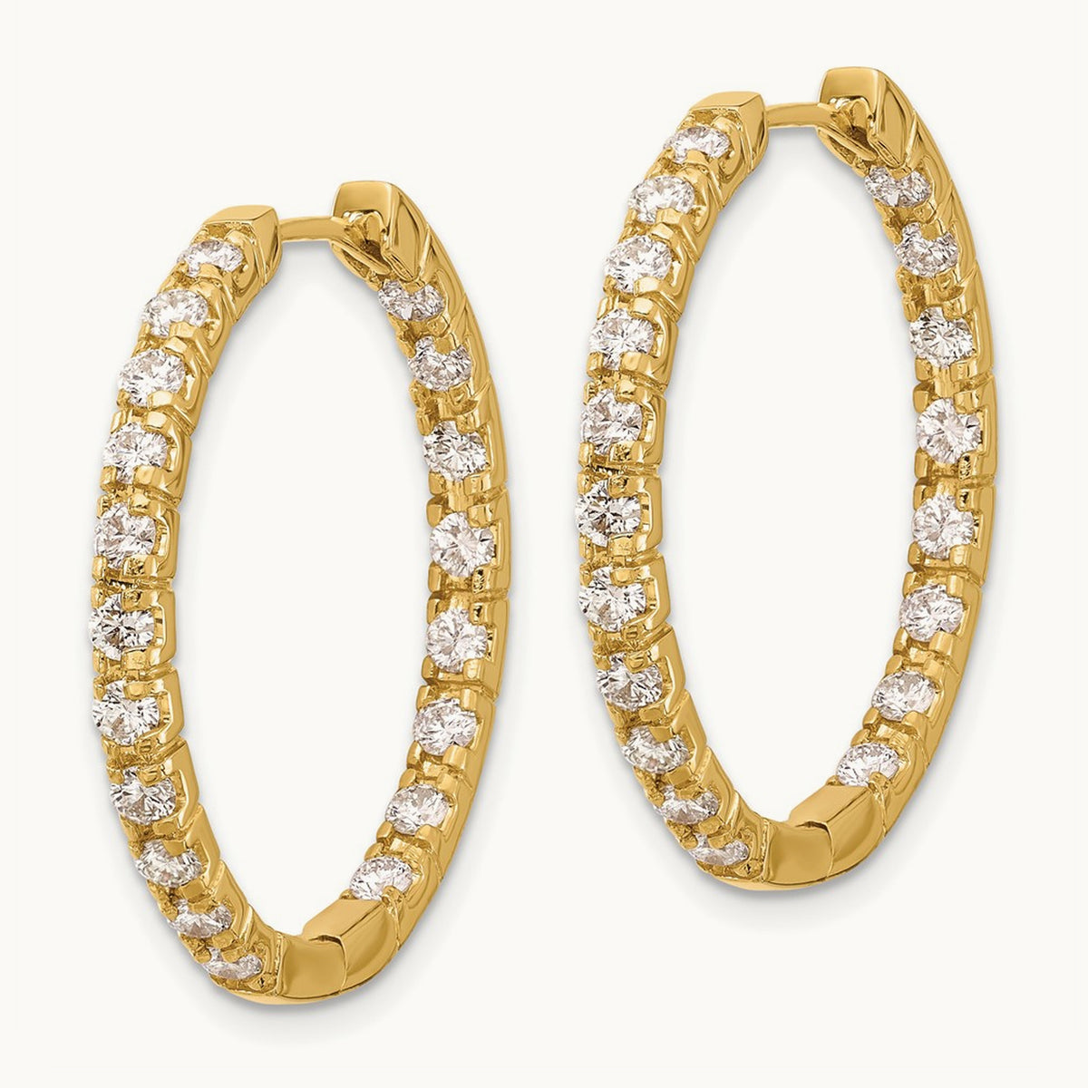 A Diamond Hinged Hoop Earrings, 14K