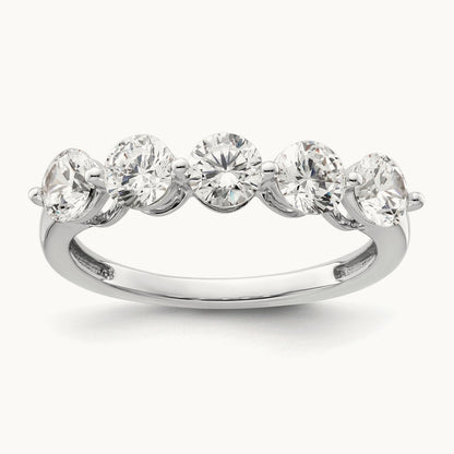 5-Stone Diamond Band, 14K White Gold