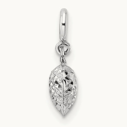 Diamond-cut Heart Spring Ring Charm Pendant — 14K White Gold
