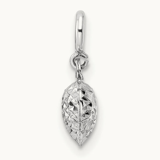 Diamond-cut Heart Spring Ring Charm Pendant — 14K White Gold